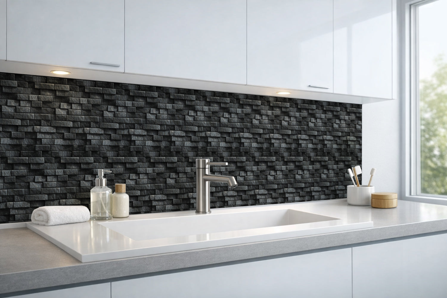 Waschbeckenrückwand Steinoptik