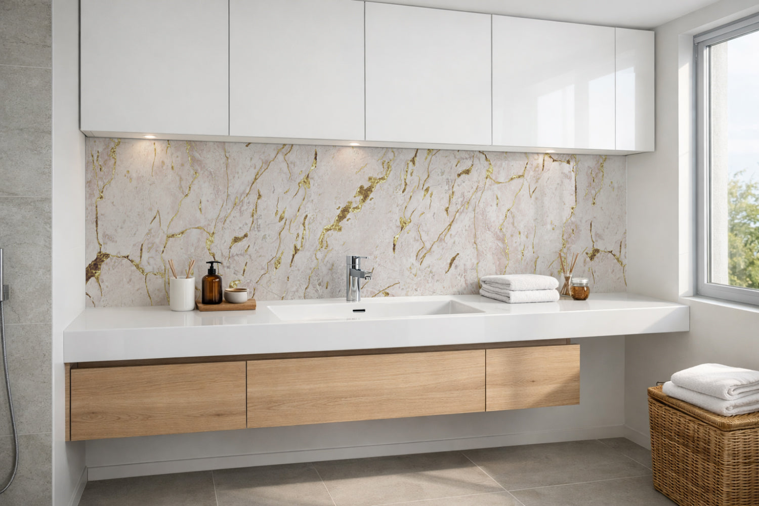 Waschbeckenrückwand Marmoroptik