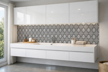 Waschbeckenrückwand Fliesenoptik