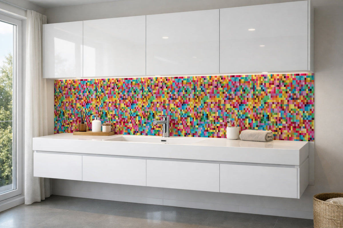 Waschbeckenrückwand Fliesenoptik