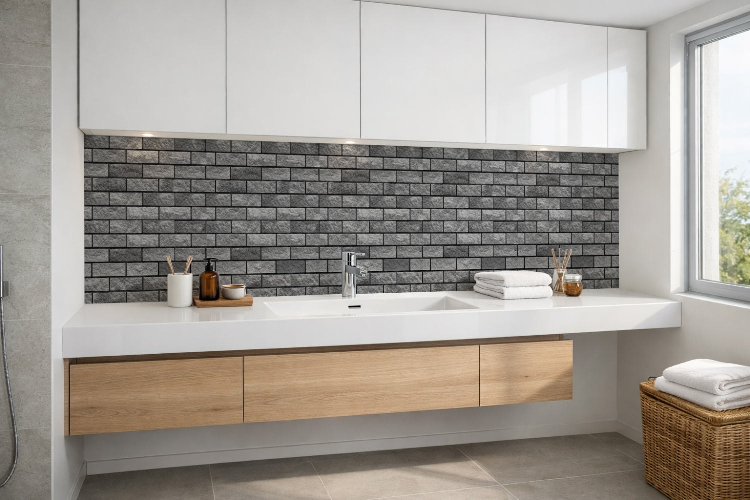 Waschbeckenrückwand Steinoptik