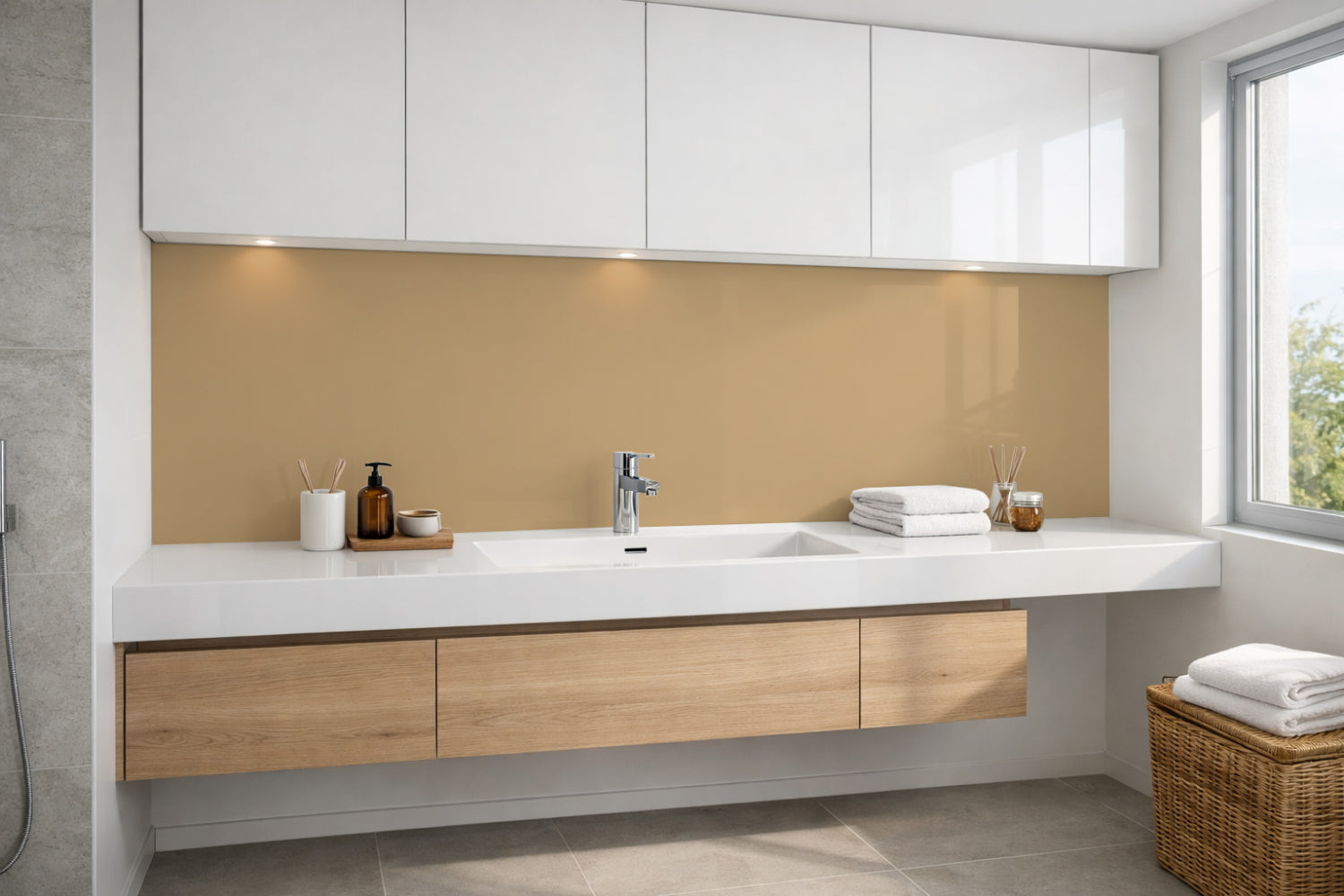 Waschbeckenrückwand Einfarbig #D0B083 RAL 1001 (Beige)