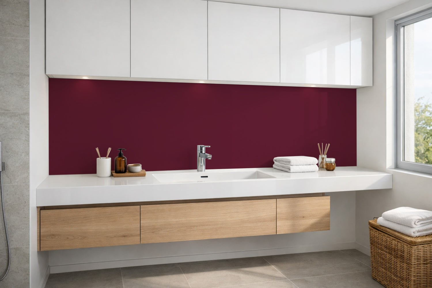 Waschbeckenrückwand Einfarbig RAL 4004 Bordeauxviolett