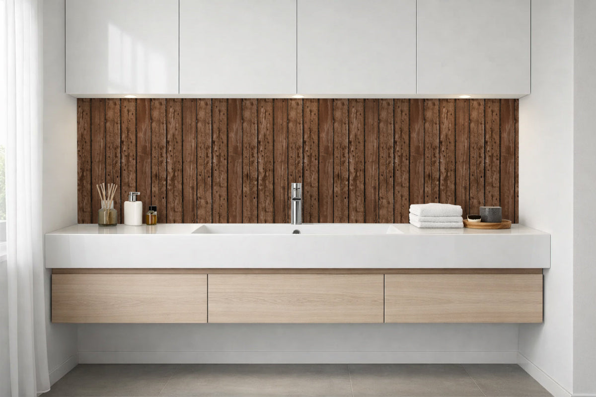 Waschbeckenrückwand Holzoptik