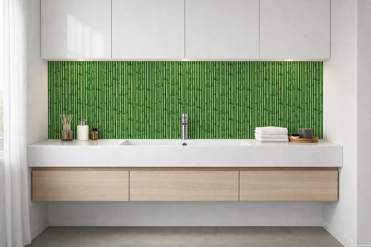 Waschbeckenrückwand Holzoptik