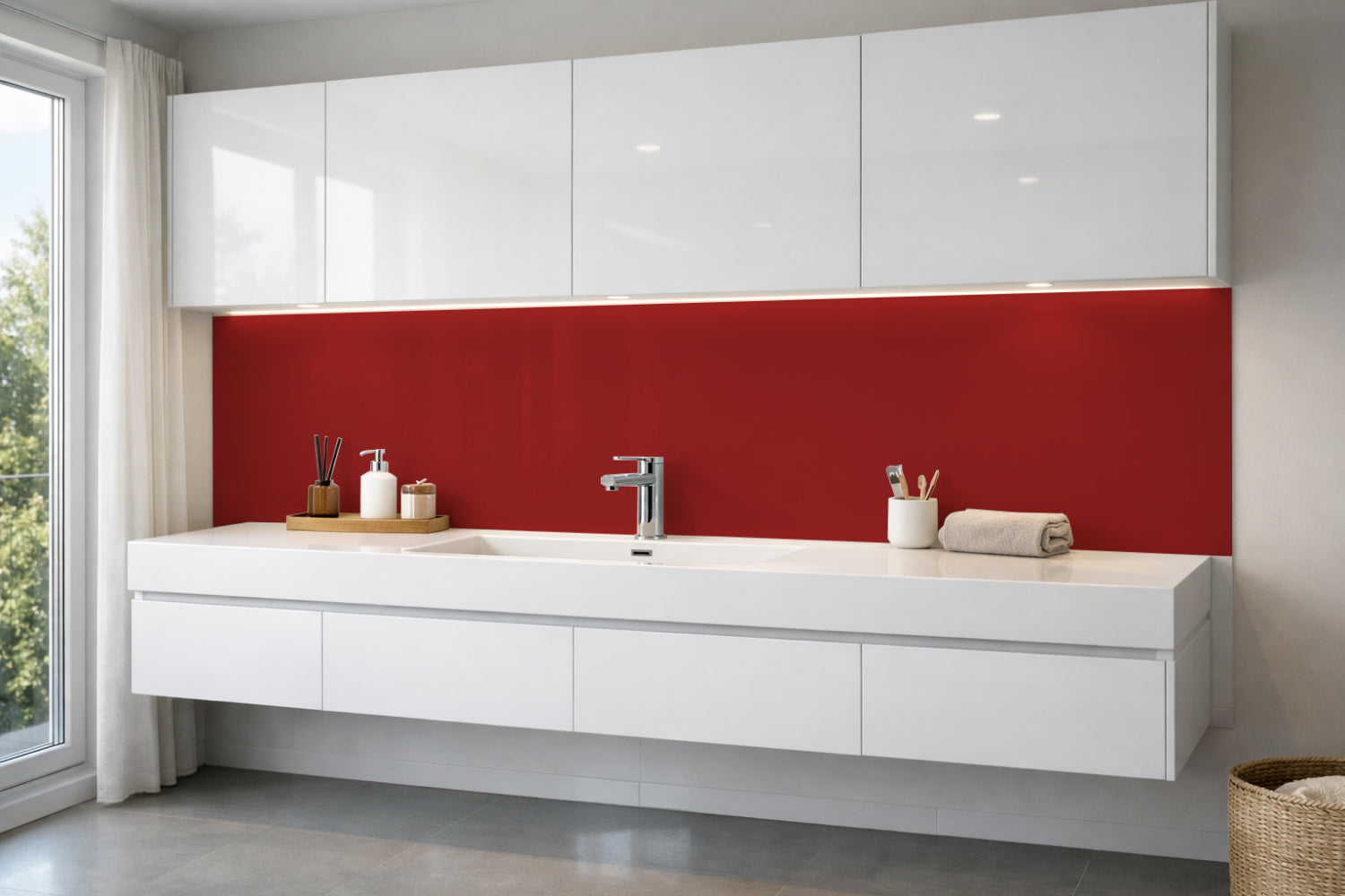 Waschbeckenrückwand Einfarbig RAL 3002 Karminrot