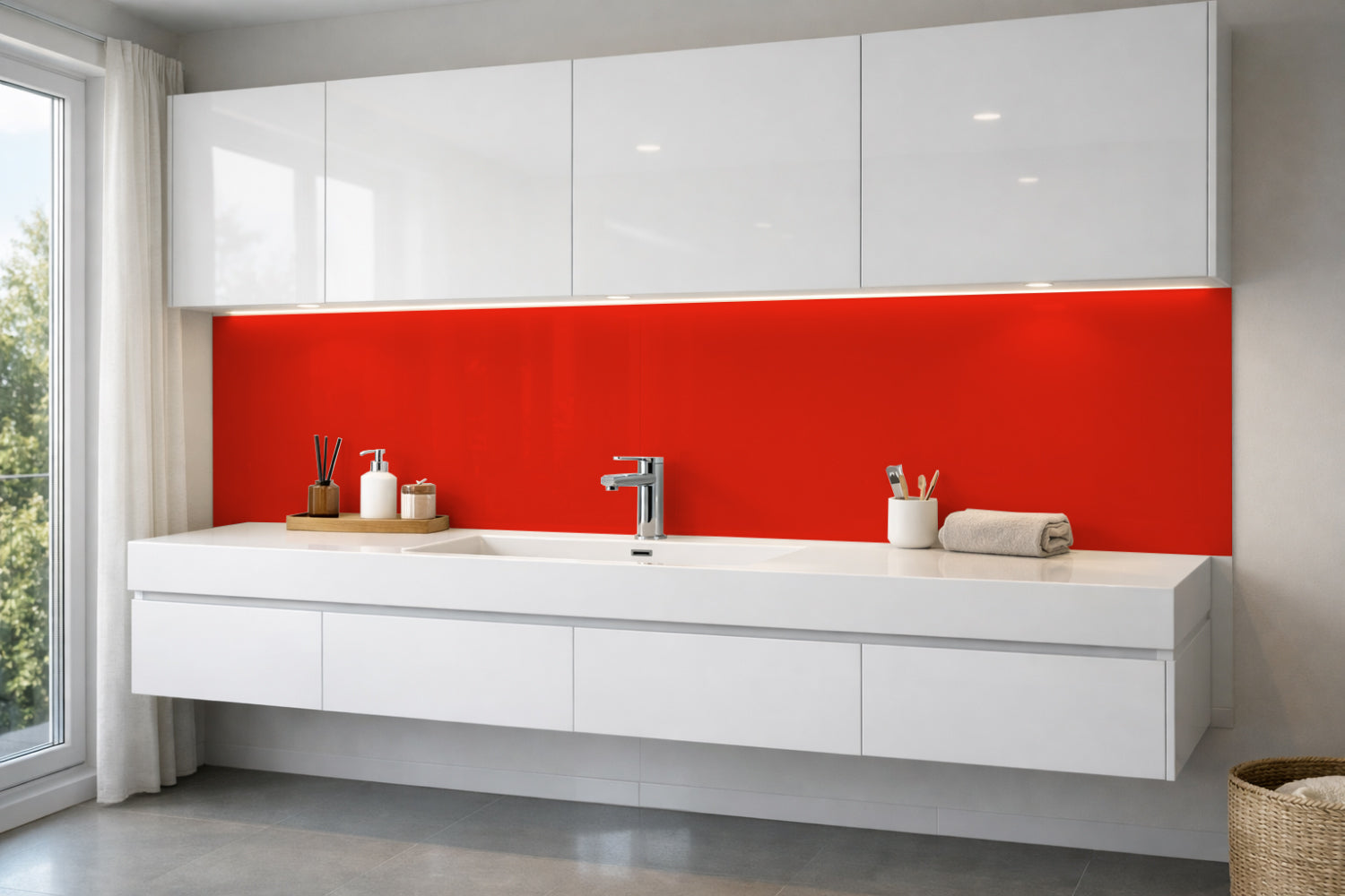 Waschbeckenrückwand Einfarbig RAL 3028 Reinrot