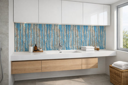 Waschbeckenrückwand Holzoptik