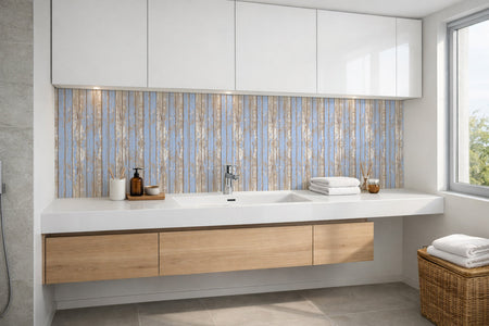 Waschbeckenrückwand Holzoptik