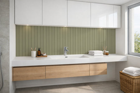 Waschbeckenrückwand Holzoptik