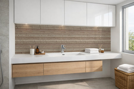 Waschbeckenrückwand Holzoptik
