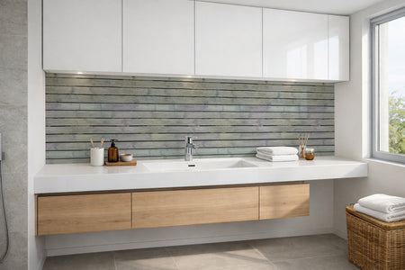 Waschbeckenrückwand Holzoptik