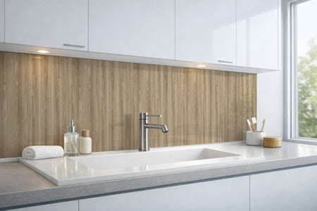 Waschbeckenrückwand Holzoptik