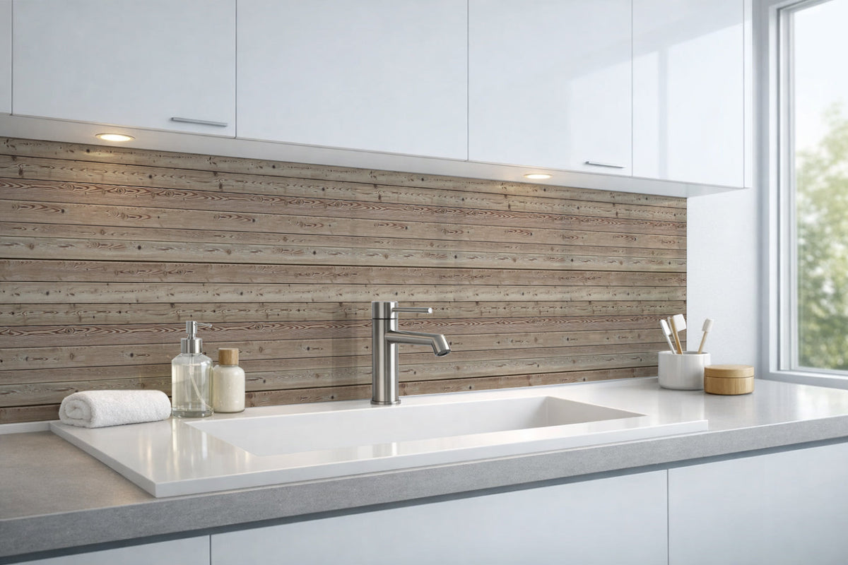 Waschbeckenrückwand Holzoptik
